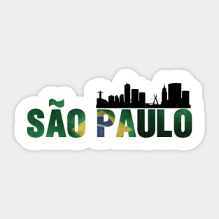 Sao Paulo Skyline + Brazil Flag Sticker